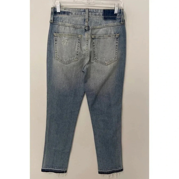 AMO Babe Sweet Cheeks Jeans Women’s Size 27 Blue Raw Hem Button Fly‎ Ankle Denim - Picture 4 of 16